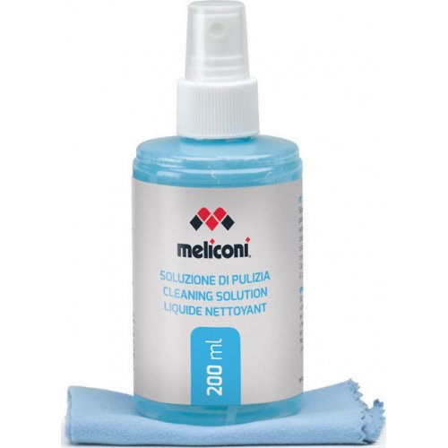 MELICONI C-200 Υγρό Καθαρισμού 200 ml + Πανί με Μικροΐνες για Οθόνη 0006602