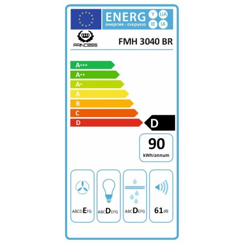 PRINCESS FMH 3040 Απορροφητήρας Ελεύθερος Καφέ - 60cm -  2 ΜΟΤΕΡ 0015703