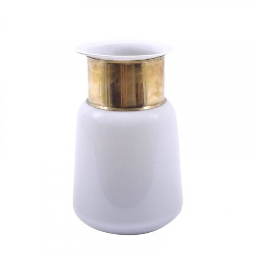 ETIQUETTE 1-514-82-018 Μπουκάλι Φυσητό Γυαλί Λευκό Με Χρυσό Στόμιο Μεγάλο 18x18x27εκ. 0017481