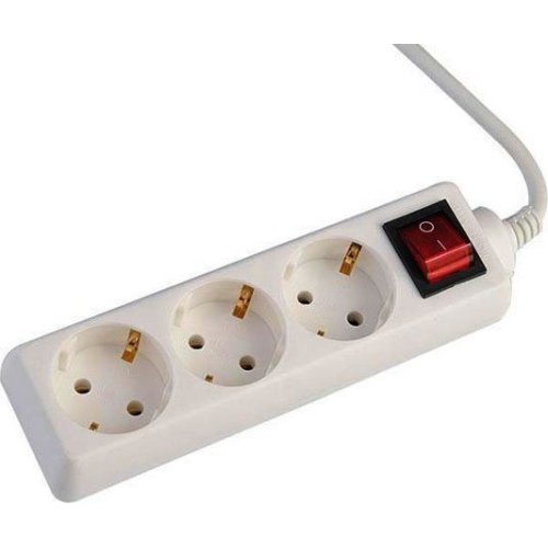 EUROLAMP 147-62230 Πολύπριζο 3 Θέσεων Με Καλώδιο Και Διακόπτη 3x1,5 mm 3m Με Προστασία  Επαφών 0023534