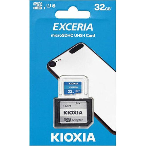 KIOXIA LMEX1L032GG2 Exceria Memory Card With Adapter 32 GB MicroSDHC Class 10 UHS-I 0025039