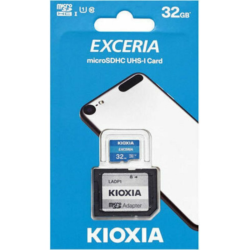 KIOXIA LMEX1L032GG2 Exceria Memory Card With Adapter 32 GB MicroSDHC Class 10 UHS-I 0025039