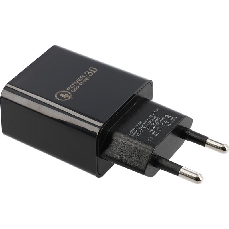 LAMTECH LAM021943 Quick Charger USB3.0 18W , Μαύρο 0028308