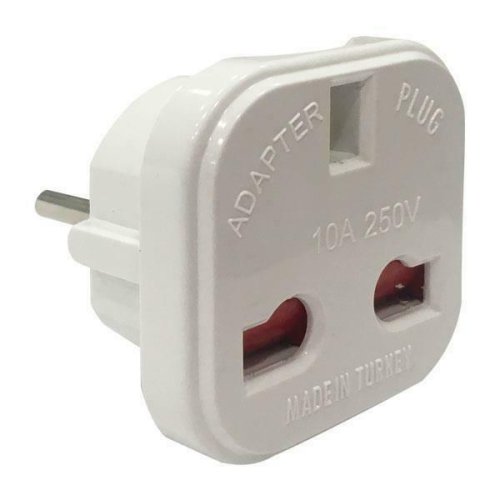 EUROLAMP 147-09105 Αντάπτορας από Schuko σε UK 10Α με Προστασία Επαφών, Λευκός 0028459