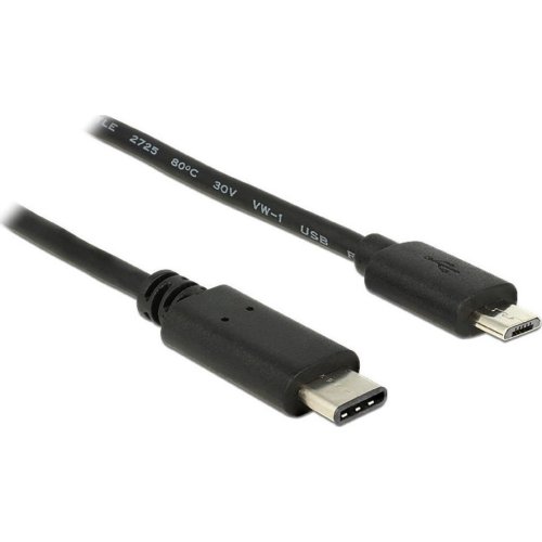 POWERTECH CAB-UC011 Regular USB 2.0 Cable USB-C male - micro USB-B male Μαύρο 1m 0029296
