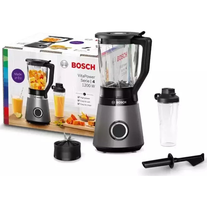 BOSCH MMB6174S Μπλέντερ για Smoothies με Γυάλινη Κανάτα 1,5Lt 1200Watt Γκρι 0029355