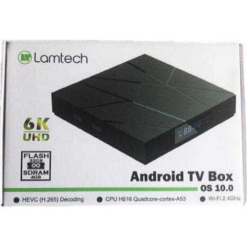 LAMTECH LAM023473 TV Box 8K UHD με WiFi USB 2.0 4GB RAM και 32GB Αποθηκευτικό Χώρο με Λειτουργικό Android 10.0 0029870