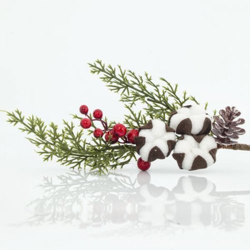 EUROLAMP 600-44269 Χριστουγεννιάτικο Κλαδί Mε Berry Και Διακοσμητικά 35cm 0030030