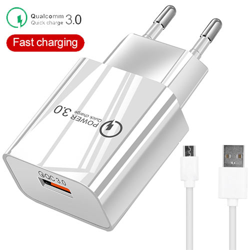 LAMTECH LAM021998 QUICK CHARGER USB3.0 18W WITH TYPE-C CABLE 1M WHITE 0030076