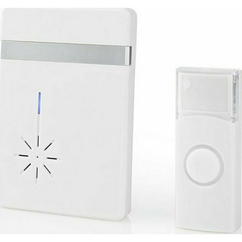 NEDIS DOORB212WT Ασύρματο φορητό κουδούνι με LED ένδειξη και δυνατότητα αυξομείωσης της έντασης του κουδουνιού, έως 80dB. 0030668