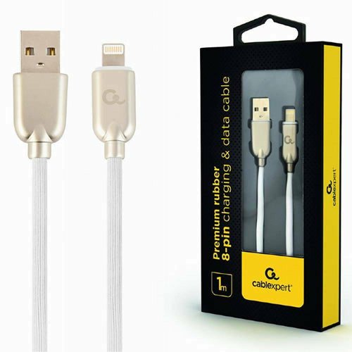 CABLEXPERT CC-USB2R-AMLM-1M-W Καλώδιο φόρτισης και δεδομένων από καουτσούκ Premium 8 ακίδων, 1 m, λευκό 0030693