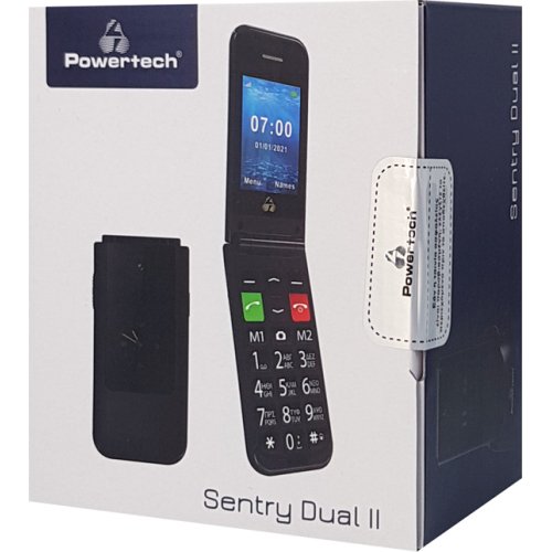 POWERTECH PTM-23 SENRY DUAL II SINGLE SIM Κινητό με Κουμπιά για Ηλικιωμένους Μαύρο 0031091