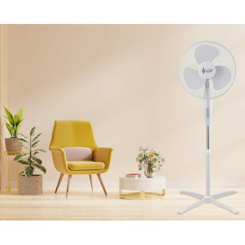 LAMTECH LAM111795 Ανεμιστήρας Ορθοστάτης 45W Διαμέτρου 40cm Λευκός 0032326