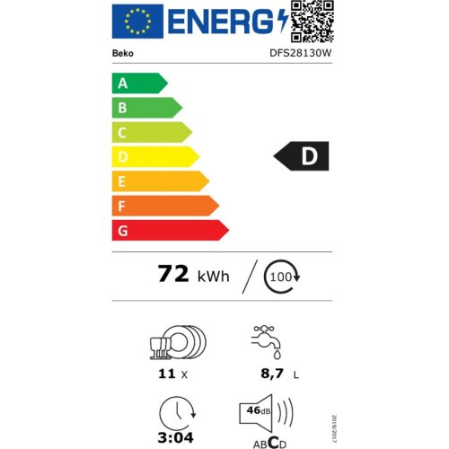 BEKO DFS 28130 W Πλυντήριο Πιάτων Ελεύθερο Π45xΒ60xY85εκ. 0032897