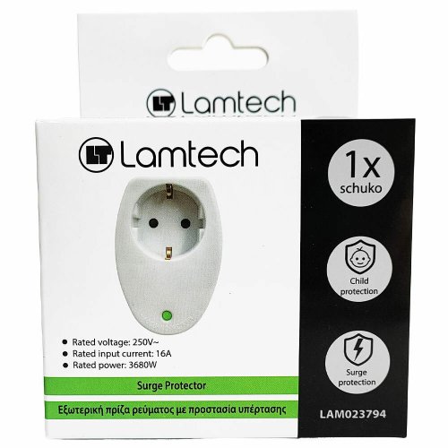 LAMTECH LAM023794 Αντάπτορας ρεύματος με προστασία υπέρτασης 0033728