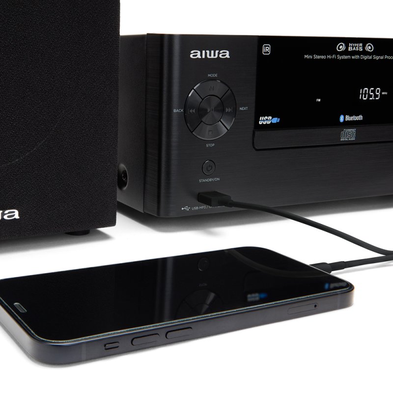 AIWA MSBTU-500 Ηχοσύστημα 2.0 50W με CD / Digital Media Player και Bluetooth Μαύρο 0033736