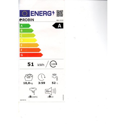 ROBIN RB-1010 Πλυντήριο Ρούχων 10kg 1400rpm 0034419