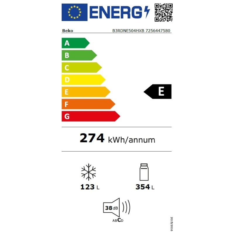 BEKO B3RDNE504HXB Ψυγείο Δίπορτο 477lt NoFrost Υ186.5xΠ70xΒ74.6εκ. Inox 0035581