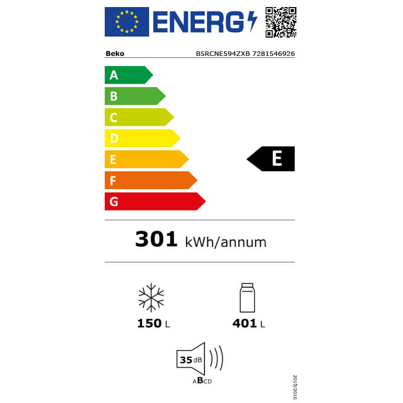 BEKO B5RCNE594ZXB Ψυγειοκαταψύκτης NoFrost Aeroflow Υ187xΠ78xΒ76εκ. Inox 0035582