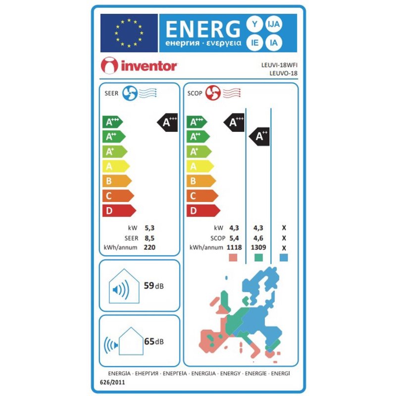 INVENTOR LHUVI-18WFI/LHUVO-18 LEON Κλιματιστικό Inverter 18.000Btu (18άρι) 0035802