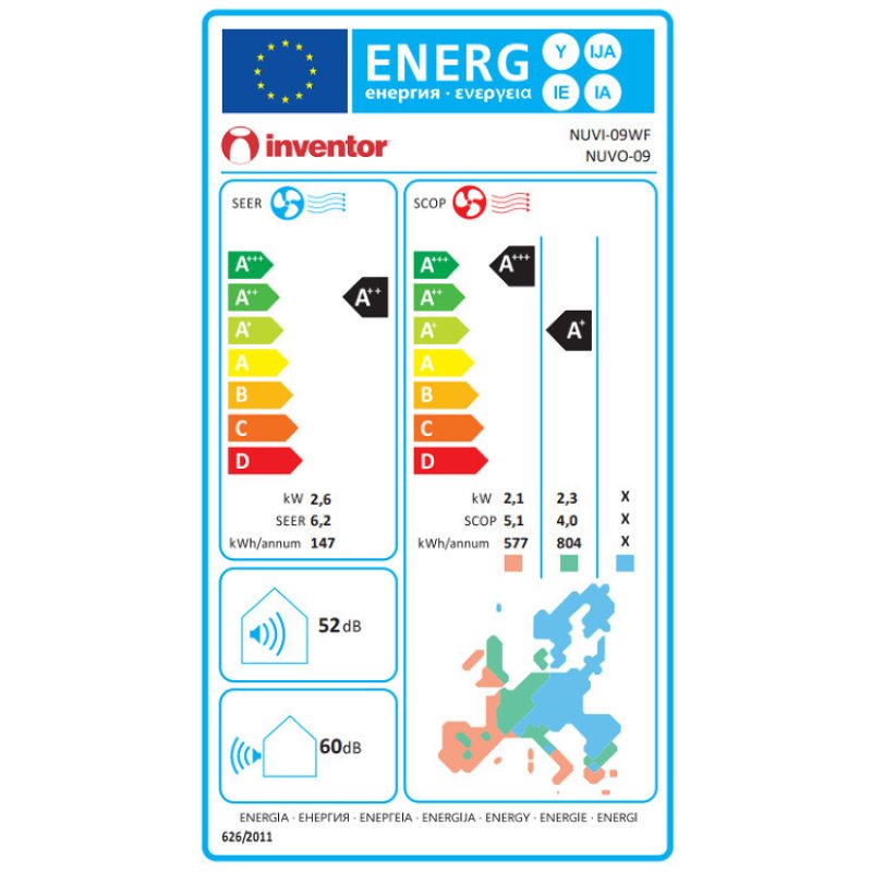 INVENTOR NEO N2UVI-09WFI/N2UVO-09 Κλιματιστικό Inverter 9000 BTU A++/A+ με Ιονιστή και WiFi 0035827