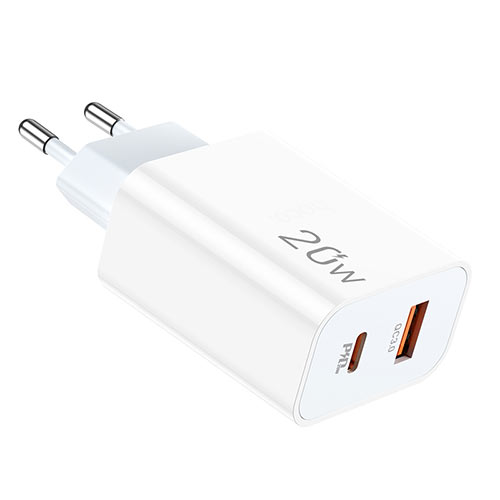 LAMTECH LAM023527 Φορτιστής Χωρίς Καλώδιο με Θύρα USB-A και Θύρα USB-C 20W Quick Charge 3.0 / Power Delivery Λευκός 0035980