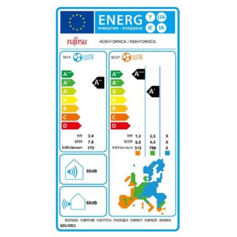 FUJITSU ASEH12KNCA-AOEH12KNCA Κλιματιστικό Inverter 12000 BTU A++/A+ με WiFi 0039375 FUJITSU ASEH12KNCA-AOEH12KNCA Κλιματιστικό Inverter 12000 BTU A++/A+ με WiFi 0039375