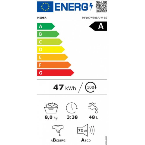 Midea MF100W80BA/W-GR Πλυντήριο ρούχων 0040647