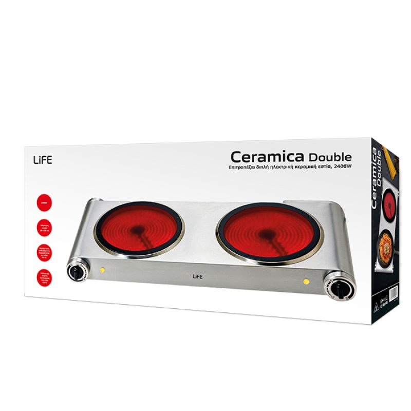 LIFE CERAMICA Double Επιτραπέζια Διπλή Ηλεκτρική Κεραμική Εστία, 2400W 0040936 LIFE CERAMICA Double Επιτραπέζια Διπλή Ηλεκτρική Κεραμική Εστία, 2400W 0040936