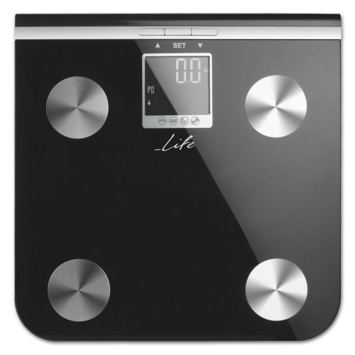 LIFE Shape 221-0076 Γυάλινη ηλεκτρονική ζυγαριά μπάνιου με λιπομέτρηση, 5 σε 1. 0040938