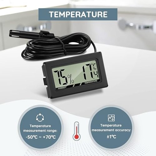 THLEVEL 41112200 Mini LCD Ψηφιακό Θερμόμετρο-Υγρόμετρο Θερμοκρασίας με Εξωτερικό Αισθητήρα για Ψυγειοκαταψύκτη 0041013