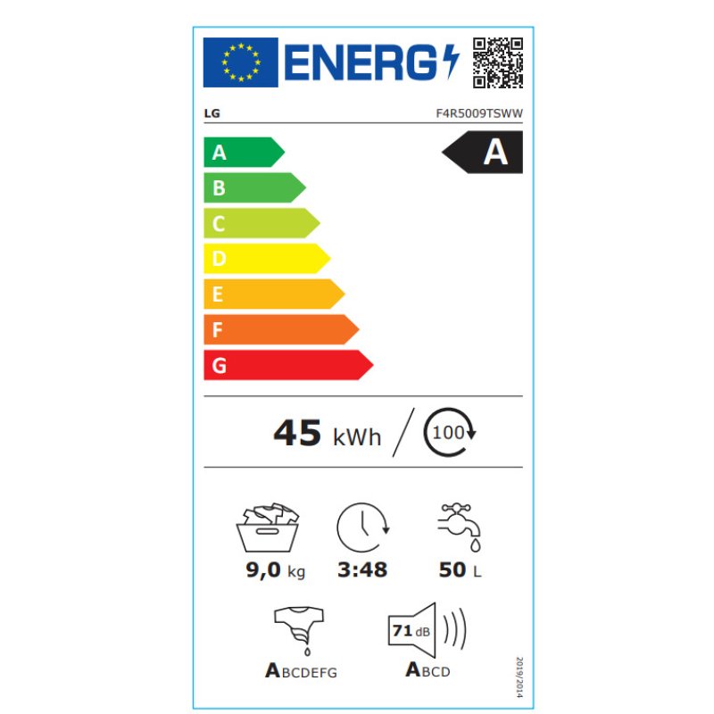 LG F4R5009TSWW Πλυντήριο Ρούχων 9kg με Ατμό 1400rpm 0041088 LG F4R5009TSWW Πλυντήριο Ρούχων 9kg με Ατμό 1400rpm 0041088