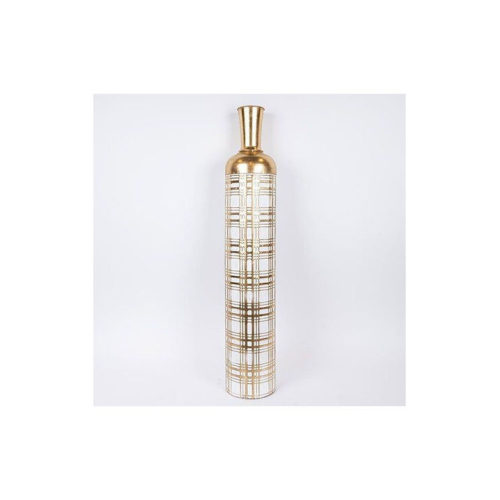 ESTHETI 752-22050 Διακοσμητικό Βάζο Μεταλλικό Gold-White 15.7x15.7x86.3cm 0041304