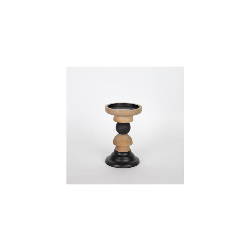 ESTHETI 752-23019 Κηροπήγιο Ξύλινο σε Καφέ Χρώμα 12.5x19x12.5εκ. 0041317