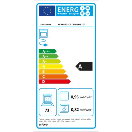 ELECTROLUX LKR64001OX Κεραμική Κουζίνα 73lt - 59cm - Inox 0041674