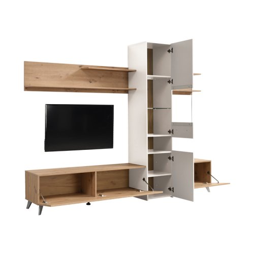 FORMA IDEALE 11008238 Κέντρο Ψυχαγωγίας Linares Artisan Λευκή Λάκκα 232χ41.5χ191.5εκ. 0022930