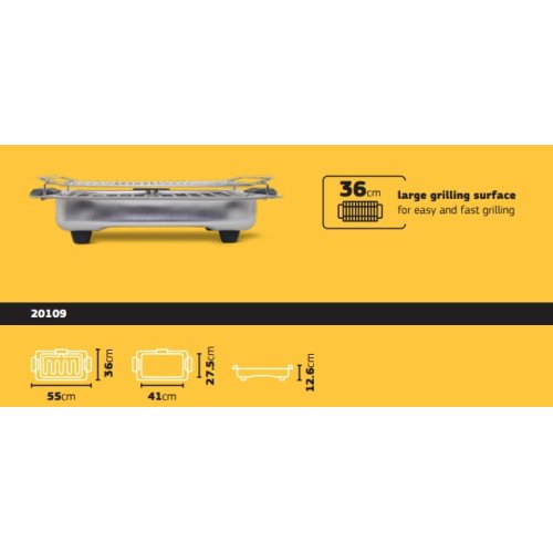 ROLLER MOD.20109 Ψηστιέρα BBQ Μεγάλη Inox 2500W 520100