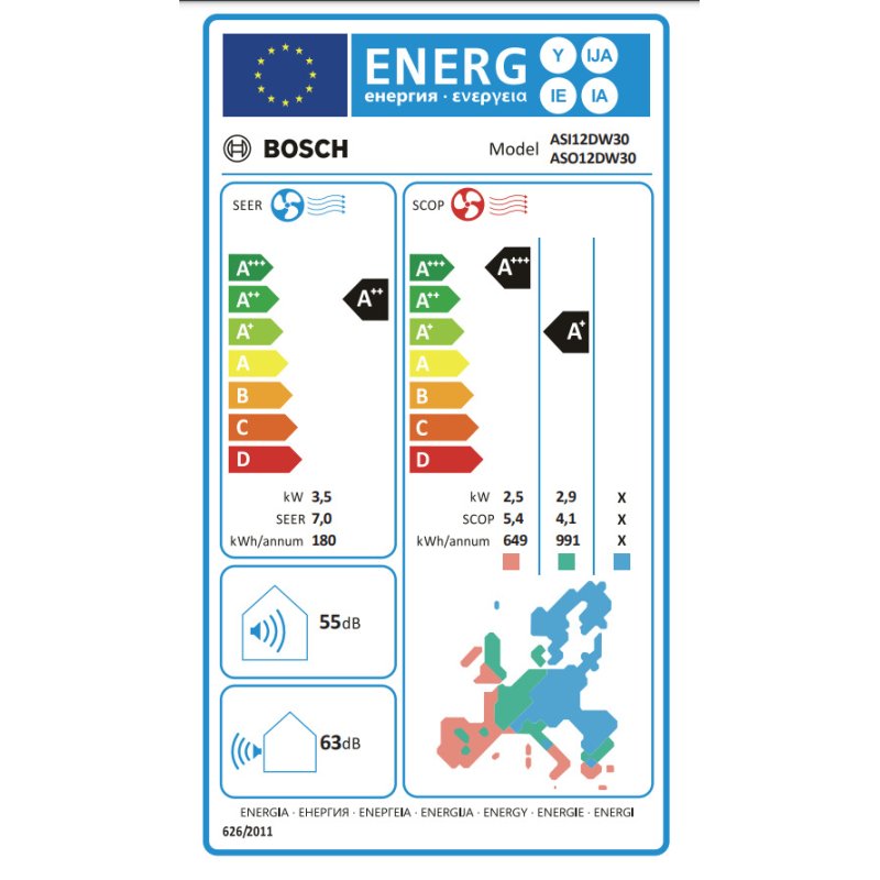 BOSCH  ASI12DW30/ASO12DW30 Serie 4 Κλιματιστικό τοίχου 0037805