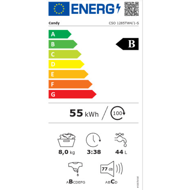 CANDY CSO 1285TW4/1-S Πλυντήριο Ρούχων 8kg 1200rpm 0035636