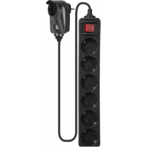 SONORA S1PSB601 Πολύπριζο Ασφαλείας 7 Θέσεων με Διακόπτη και Καλώδιο 1.5m Μαύρο 0034945