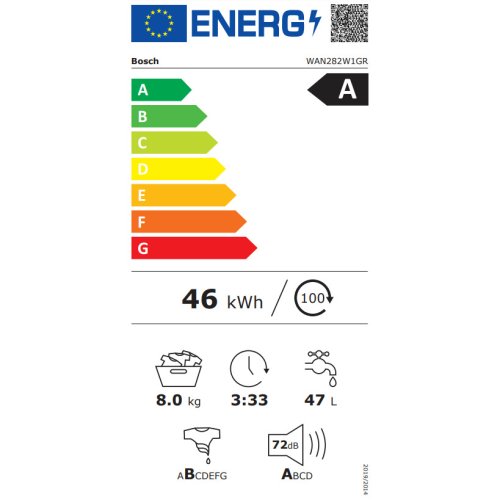 BOSCH WAN282W1GR Πλυντήριο Ρούχων 8kg με Ατμό 1400rpm 0038870