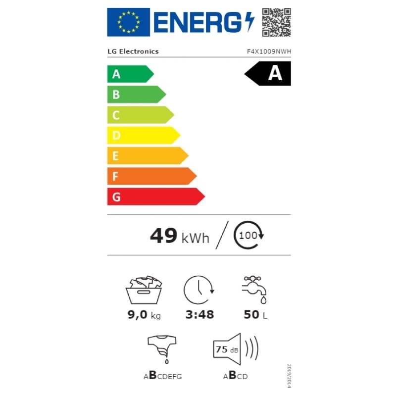 LG F4X1009NWH Πλυντήριο Ρούχων 9kg με Ατμό 1400 Στροφών 0040517 LG F4X1009NWH Πλυντήριο Ρούχων 9kg με Ατμό 1400 Στροφών 0040517