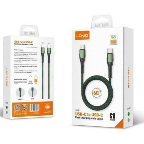 LDNIO LC101 Braided USB 2.0 Cable USB-C male - USB-C male Γκρι 1m 0040588