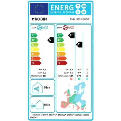 ROBIN GLS-H1200WF Κλιματιστικό Inverter 12000 BTU A++/A+ με WiFi 0040866