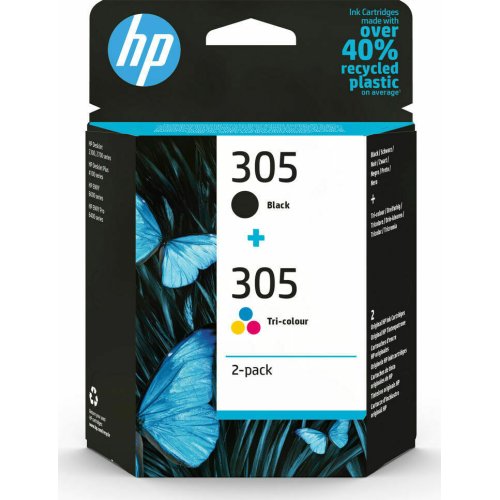 HP 305 Γνήσιο Πακέτο 2 Μελανιών Εκτυπωτή InkJet Πολλαπλό (Color) / Μαύρο (6ZD17AE) 0040954