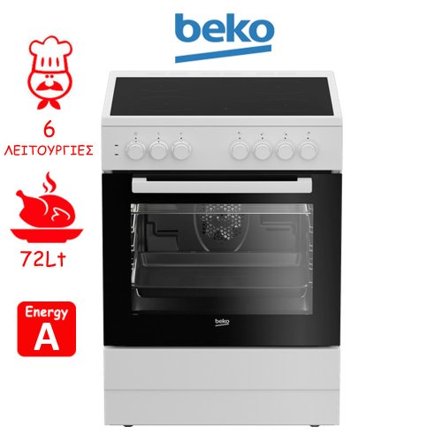 BEKO CUV6710B Κουζίνα 72lt με Κεραμικές Εστίες Π60εκ. Λευκή 0040958