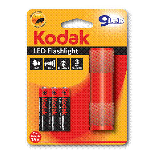 KODAK Φακός 9-LED Κόκκινος + 3 x KODAK Μπαταρίες AAA 0011756