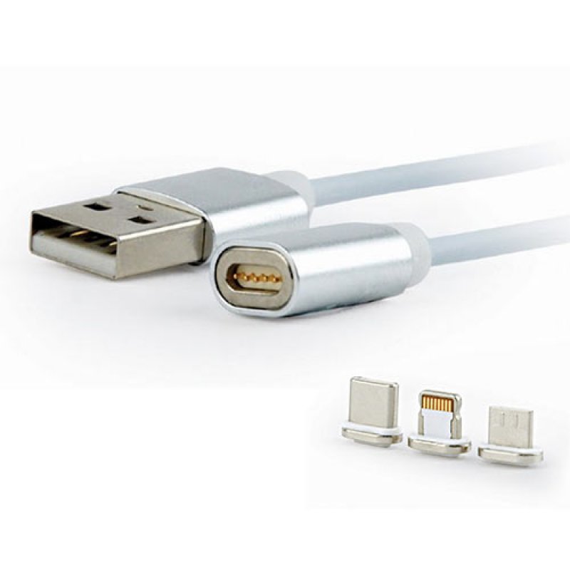 CABLEXPERT Μαγνητικό Καλώδιο 3 in 1 USB Charging Combo Cable - Silver 1m 0014788