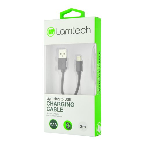 LAMTECH LAM444526 DATACABLE iPhone 5/6/7 2m (non MFi) - BLACK 0015735