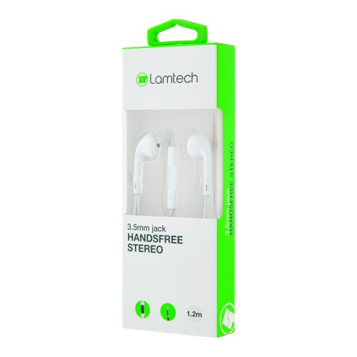 LAMTECH LAM020663 Handsfree Stereo 3,5mm Jack With Mic White 0017173